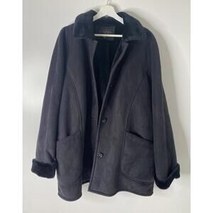 Vintage Gallery Woman's Black Insulated Faux Fur Jacket Coat Size X-Large Warm